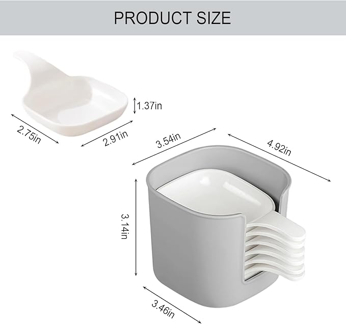 6 Pack Dipping Sauce Plate and Holder,Mini Reusable Condiment Cups for Sauce, Sushi, Snacks - Dipping Bowls for Home, Kitchen, Party (white)