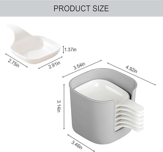 6 Pack Dipping Sauce Plate and Holder,Mini Reusable Condiment Cups for Sauce, Sushi, Snacks - Dipping Bowls for Home, Kitchen, Party (white)