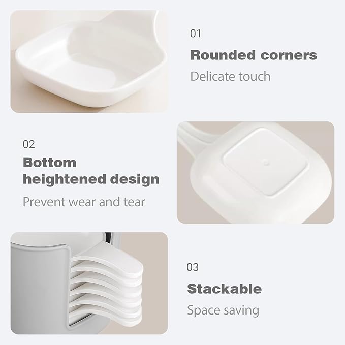 6 Pack Dipping Sauce Plate and Holder,Mini Reusable Condiment Cups for Sauce, Sushi, Snacks - Dipping Bowls for Home, Kitchen, Party (white)