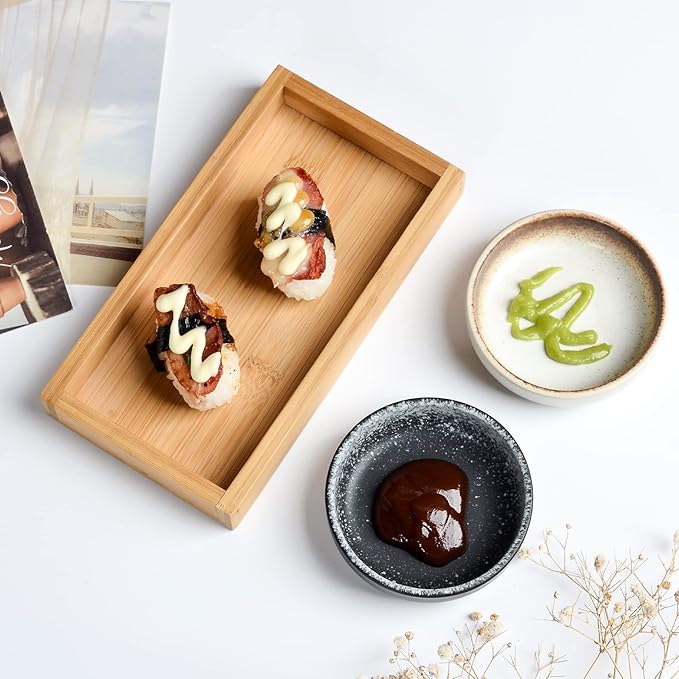Ceramic Soy Sauce Dish set, Dipping Bowls Set of 6, Chip and Dip Bowls,  3 oz Round Small Dish for Dipping Sushi Tomato Soy Sauce Dish Condiment Finger Dishes
