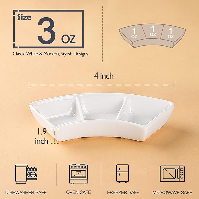 Ceramic Dipping Sauce Bowls Set - 3 Oz Dipping Dishes- Small Bowls for Sushi, BBQ or Fondue - Great for Different Sauce and Dip, Set of 5