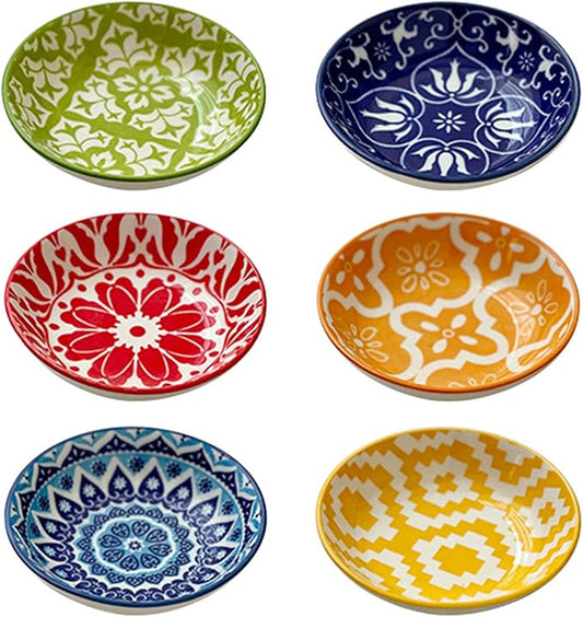 6Pcs Soy Sauce Dish,Ceramic Dipping Bowls Small Dip Bowl Set of 6 Tiny Bowls Sauce Plates for Condiment Sushi Sauce Dishes Soy Sauces Ketchup Snack Side Dishes