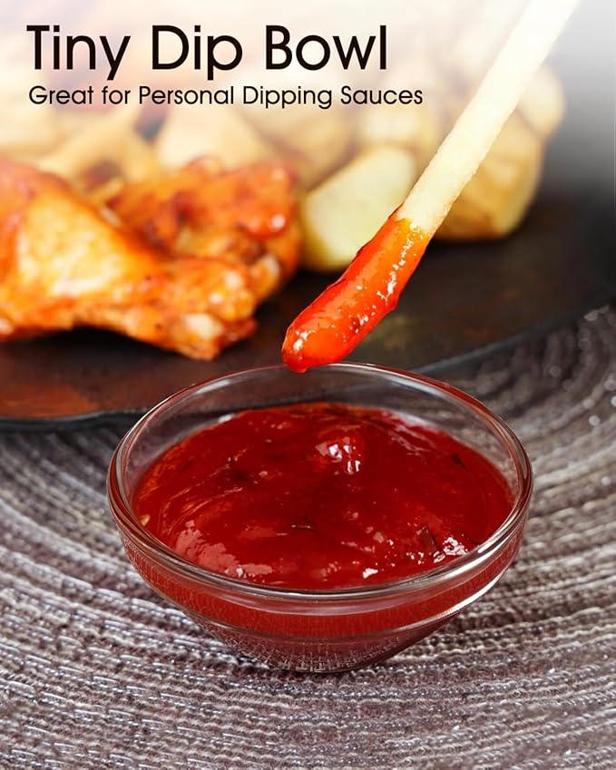 Mini Glass Bowls, 3in 2.5oz Small Prep Bowl, 10 pcs Stackable Pinch Bowls for Dipping Spices Sauce